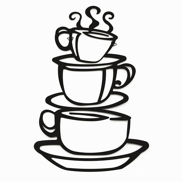 Adorox Coffee House Cafe Cup Java Silhouette Metal Wall Art (Black (1 Pack))