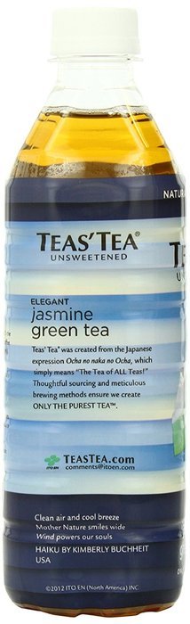 Teas' Tea Unsweetened Jasmine Green Tea, 16.9 Ounce (Pack of 12) N50