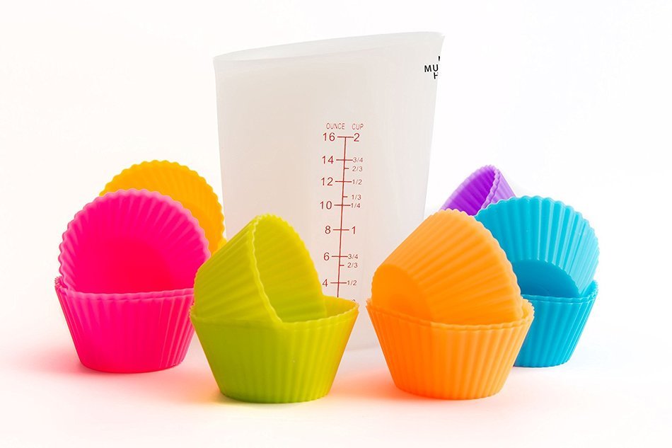 U Must Have - 24 Eco-friendly Silicone Cupcake Liners (Reusable, Non-Stick). Baking Cups, Molds for Muffins and...
