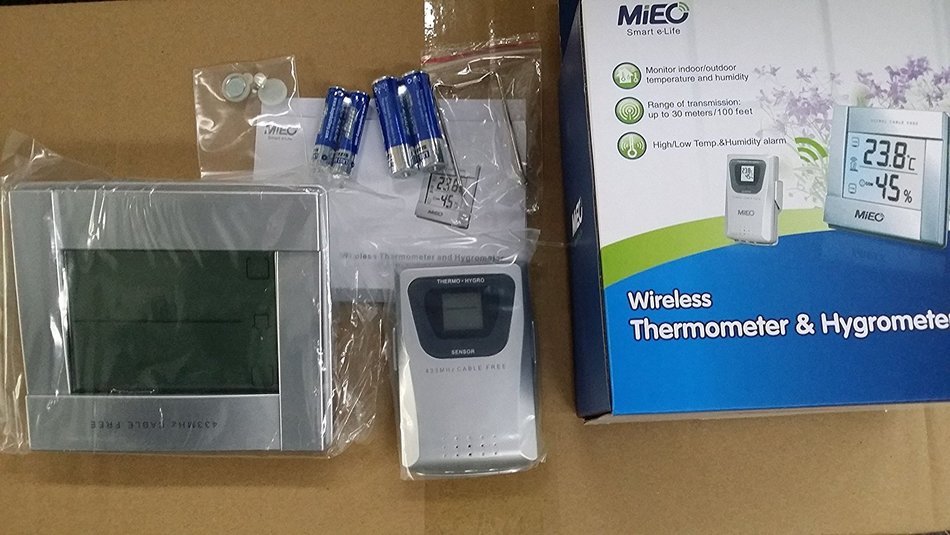 MIEO HR641 Wireless Thermometer and Hygrometer with 1 Remote Sensor for Home-Greenhouse-Warehouse and Workshop N7
