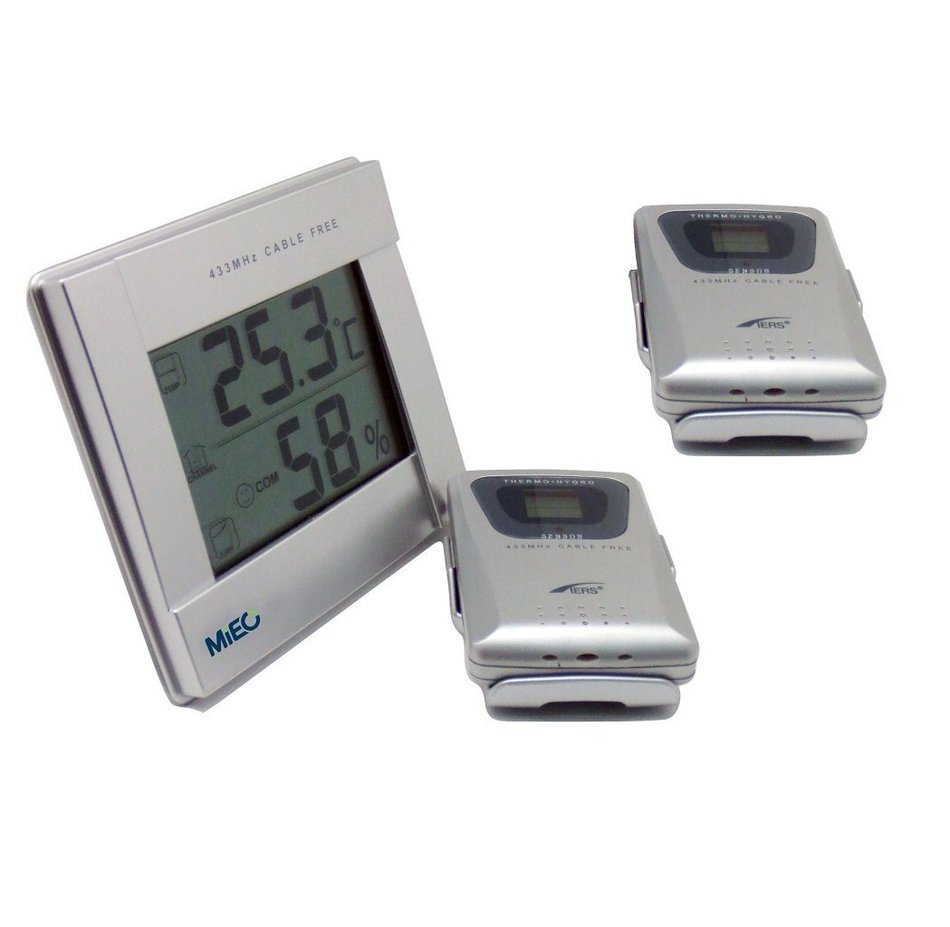 MIEO HR641 Wireless Thermometer and Hygrometer with 1 Remote Sensor for Home-Greenhouse-Warehouse and Workshop N8