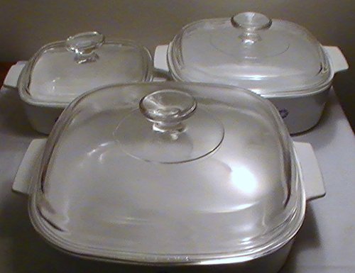 Corning Blue Cornflower Casserole Dishes with Lids--Set of (3) three 1 Qt., 2 Qt. & 2.5 Quart N2