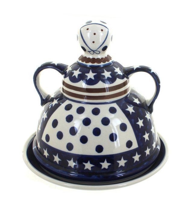 Polish Pottery Stars & Stripes Cheese Lady