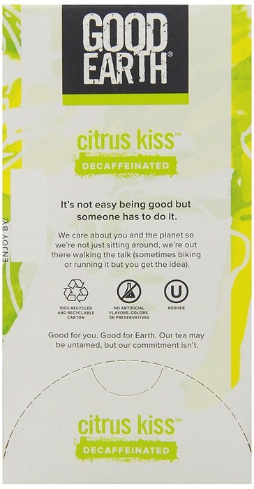 Good Earth Citrus Kiss Decaffeinated Green Tea, 18 Count Tea Bags (Pack of 6) N7