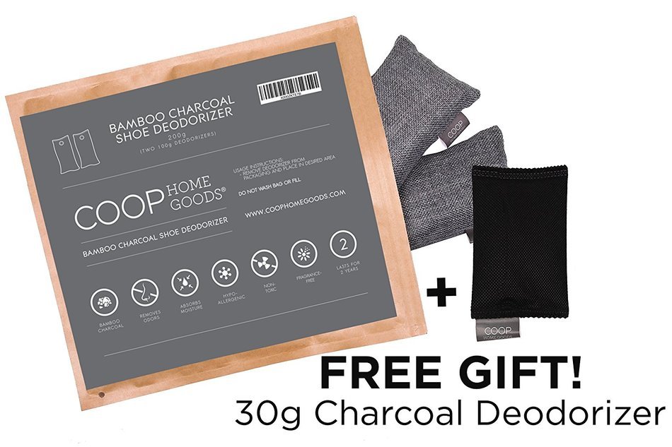 Coop Home Goods - Natural Moso Bamboo Charcoal Deodorizer - 2 x 100g (2 pcs) for shoes, boots, gym bag or boxing... N4