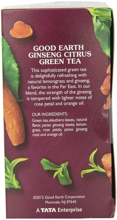 Good Earth Citrus Kiss Decaffeinated Green Tea, 18 Count Tea Bags (Pack of 6) N8
