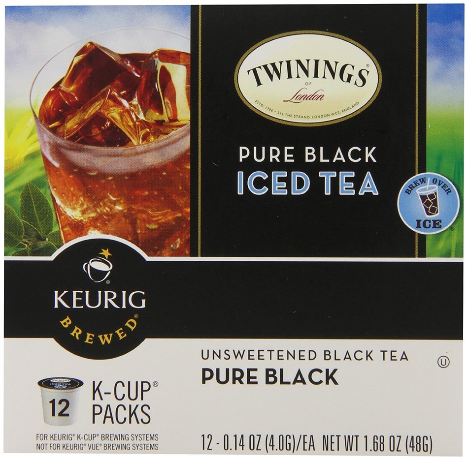 Twinings of London K-Cup Portion Pack for Keurig K-Cup Brewers Iced Tea, Pure Black, 12 Count (Pack of 6) N5