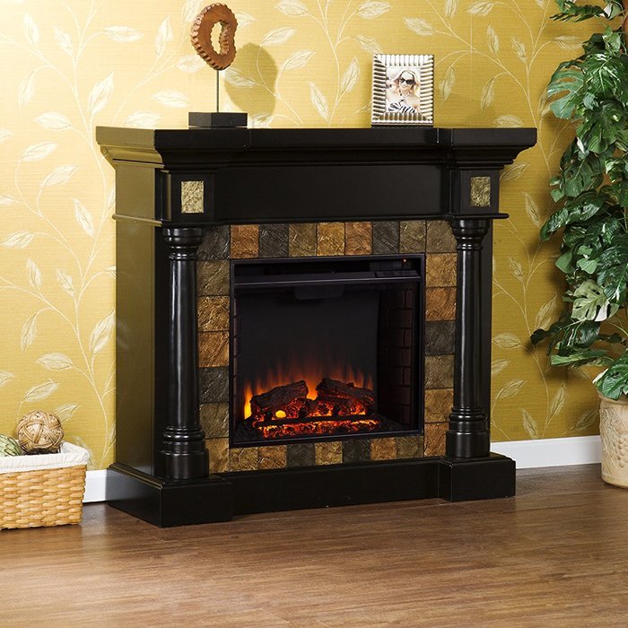 SEI Carrington Convertible Electric Fireplace, Slate/ Black N7