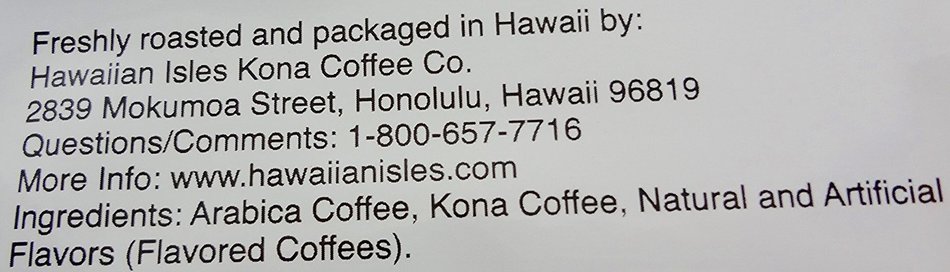 Hawaiian Isles Coffee Co. Kona Mocha 10 oz grind N4
