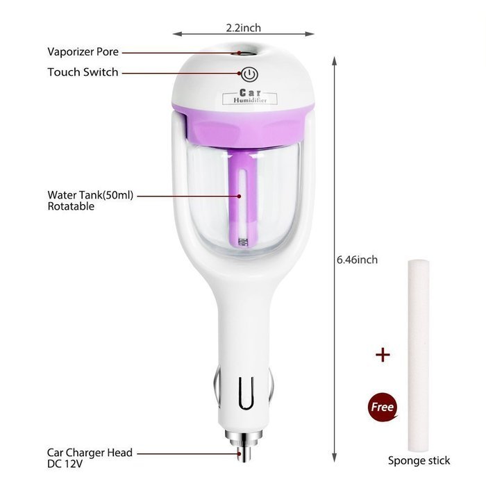 Sunnyhome007 50ml 2-in-1 Portable Mini USB Car Air Humidifier and Aromatherapy Essential Oil Diffuser, Air Purify... N6