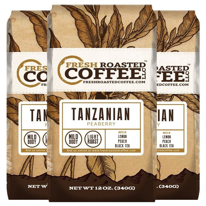 Tanzanian Peaberry, Whole Bean, Fresh Roasted Coffee LLC (2 lb.)