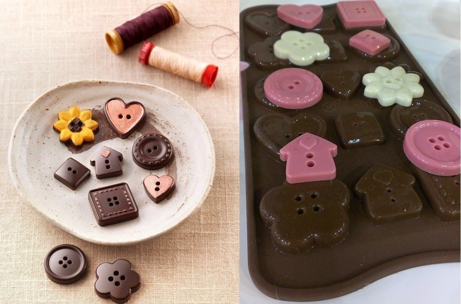 Silikomart Platinum Easychoc Chocolate Buttons Mold, Brown N3