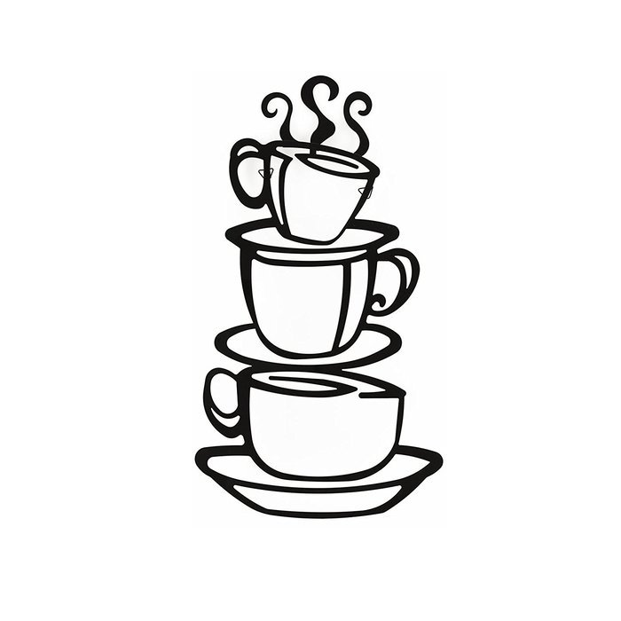Adorox Coffee House Cafe Cup Java Silhouette Metal Wall Art (Black (1 Pack)) N2