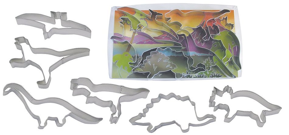 R & M International Best Selling Set of 6 Dinosaur Cookie Cutters - Great for Baking, Sandwich Cut-outs and Crafts