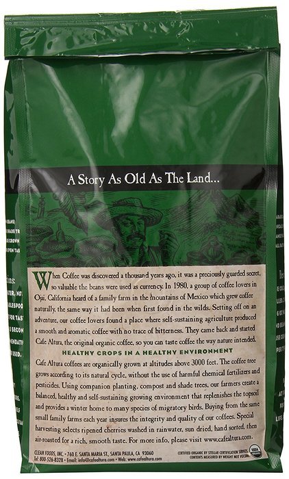 Cafe Altura Whole Bean Organic Coffee, Sumatran Dark Roast, 2 Pound N36