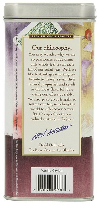 The Coffee Bean & Tea Leaf, Tea, Hand-Picked Vanilla Ceylon, 20 Count Tin N7