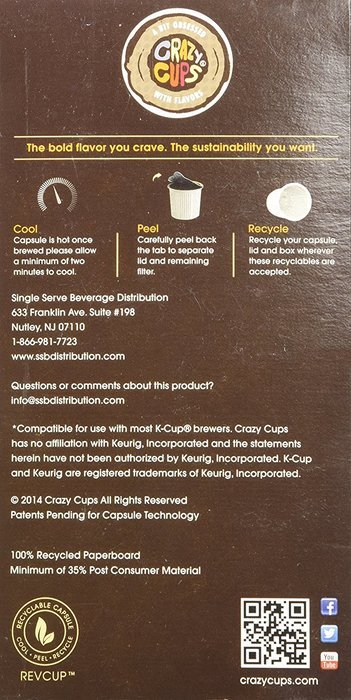 Crazy Cups Death By Chocolate Flavored Coffee Single Serve cups for Keurig K-cup Brewer 22 K-cup