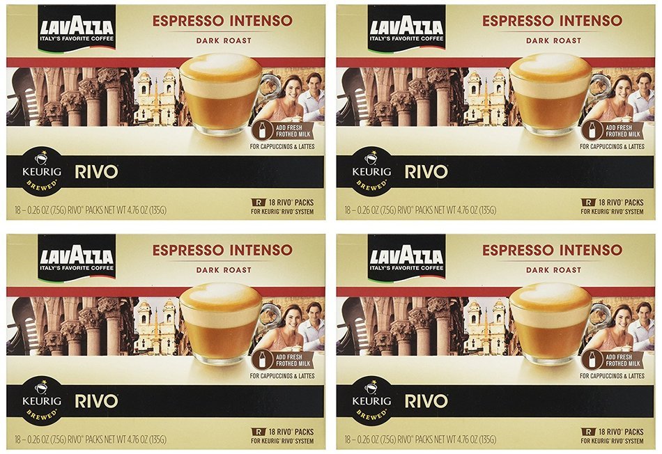 Lavazza Espresso Intenso for Keurig Rivo System (Pack of 4, 18 Count Each)