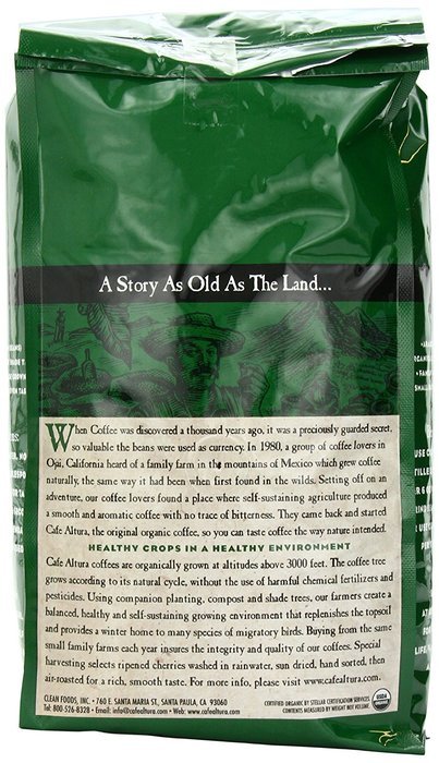 Cafe Altura Whole Bean Organic Coffee, Sumatran Dark Roast, 2 Pound N38