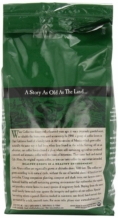Cafe Altura Whole Bean Organic Coffee, Sumatran Dark Roast, 2 Pound N49