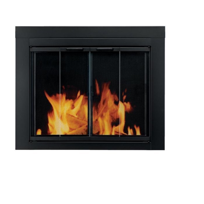 Pleasant Hearth AT-1001 Ascot Fireplace Glass Door, Black, Medium N3