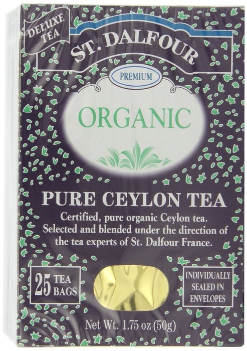ST. DALFOUR Organic Tea, Tea Bags, Pure Ceylon, 1.75-Ounce Bags, 25-Count Boxes (Pack of 6) N4