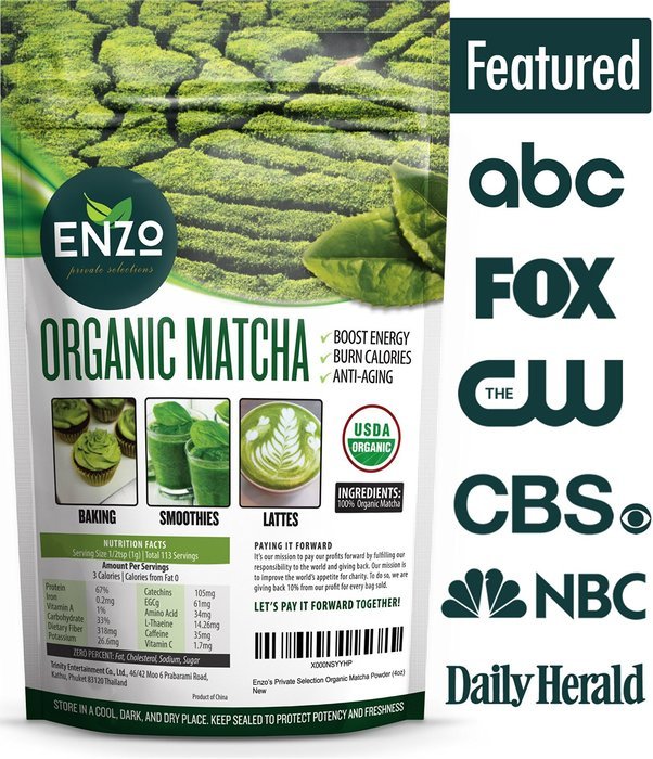 Matcha Green Tea Powder 4oz &ndash; Organic Vegan Milky Taste USDA Certified &ndash; 137x Antioxidants Over Brewed Green Tea...