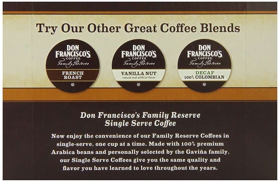 Don Francisco Coffee Family Reserve Hawaiian Hazelnut Single Serve Coffee, 12 Count (Pack of 6) N2