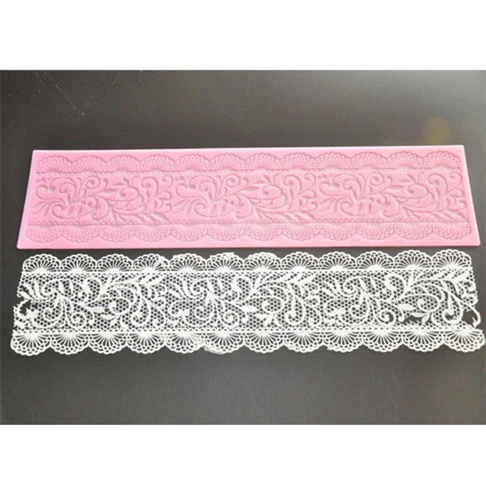 FOUR-C Lace Cake Mold Silicone Lace Mat Decoration Pad for Cake Baking Color Pink N3