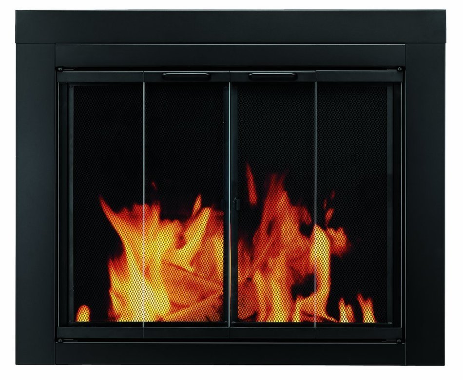 Pleasant Hearth AT-1001 Ascot Fireplace Glass Door, Black, Medium N5