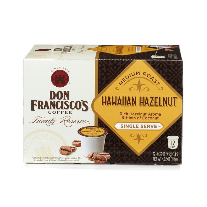 Don Francisco Coffee Family Reserve Hawaiian Hazelnut Single Serve Coffee, 12 Count (Pack of 6) N3