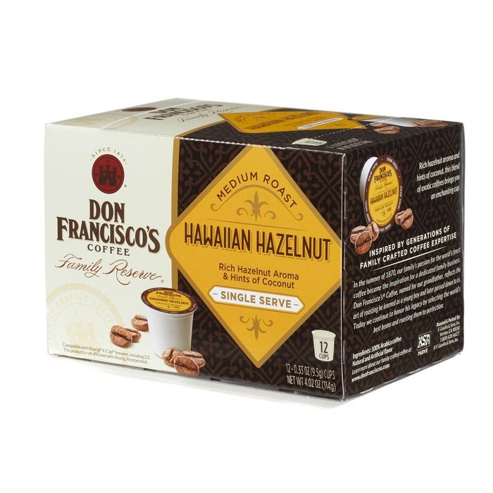 Don Francisco Coffee Family Reserve Hawaiian Hazelnut Single Serve Coffee, 12 Count (Pack of 6) N4