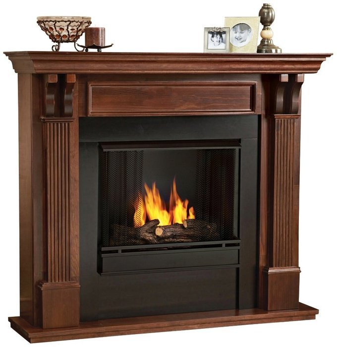 Real Flame Ashley Indoor Gel Fireplace - Mahogany N2