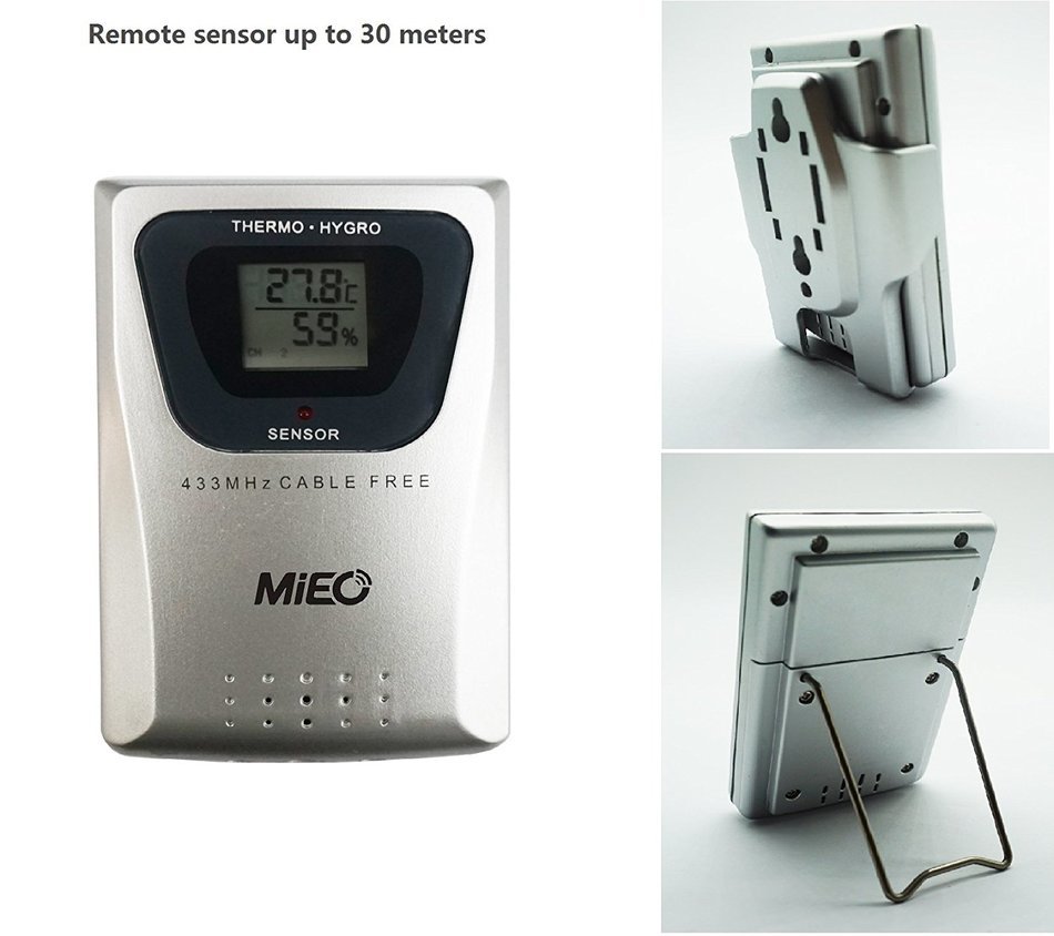MIEO HR641 Wireless Thermometer and Hygrometer with 1 Remote Sensor for Home-Greenhouse-Warehouse and Workshop N13