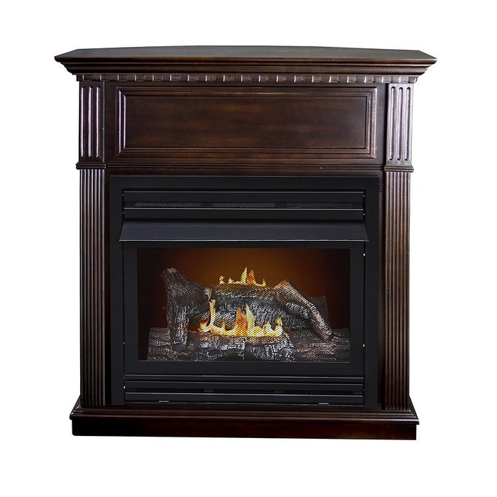 Pleasant Hearth Convertible Vent-Free Dual Fuel Fireplace, 42-Inch, Tobacco N5