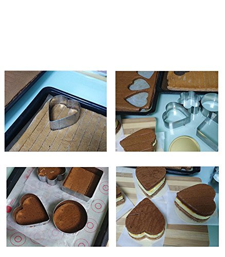 Astra Shop Stainless Steel Cake Mousses Cutters (Set of 4) / Heart& Flower & Circle & Square Shaped Mousse Cake...
