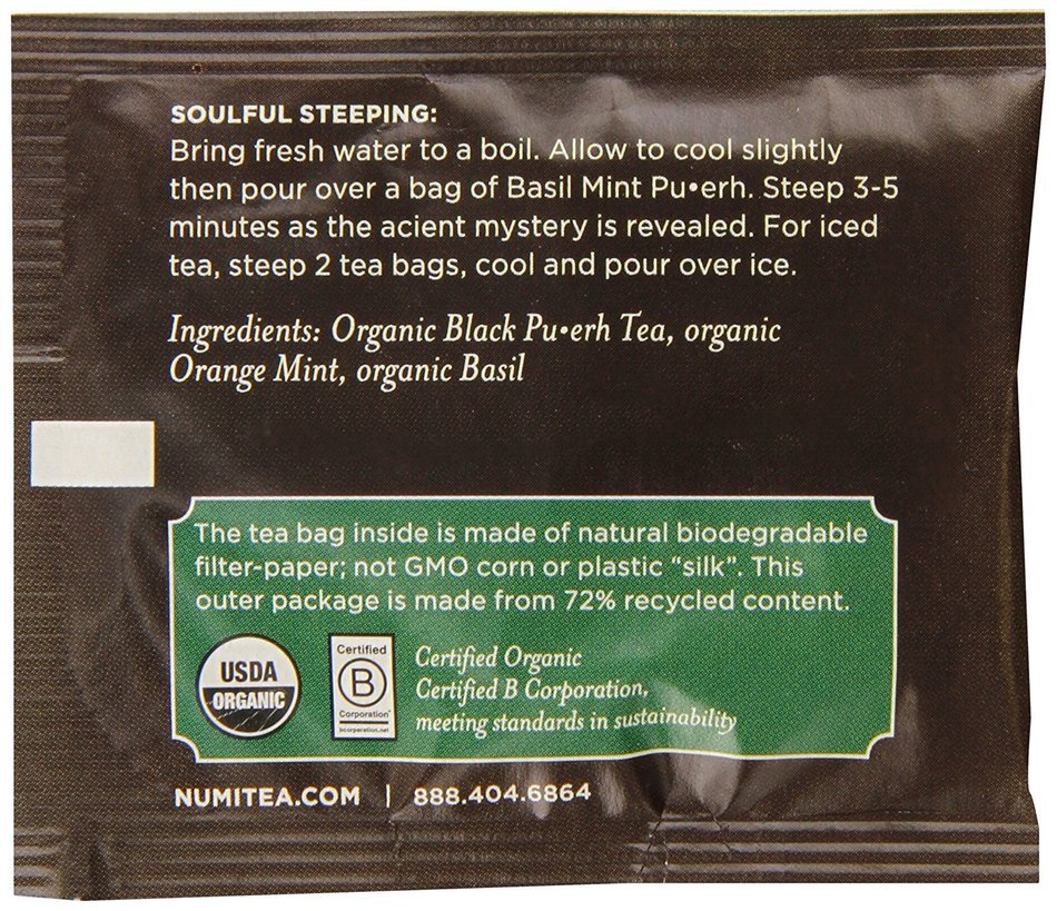 Numi Organic Tea Gunpowder Green, Full Leaf Green Tea, 100 Count non-GMO Bulk Tea Bag N21