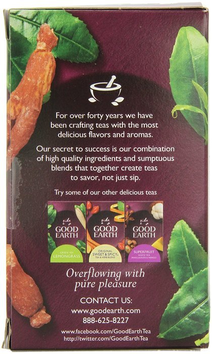 Good Earth Citrus Kiss Decaffeinated Green Tea, 18 Count Tea Bags (Pack of 6) N24