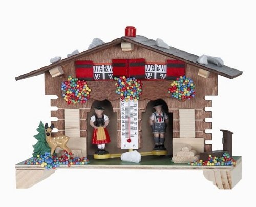 German Weather House with Bavarian Couple and Thermometer Germany Weatherhouse