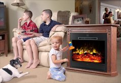 Heat Surge Roll-N-Glow Amish Electric Fireplace in Classic Black, EV-4