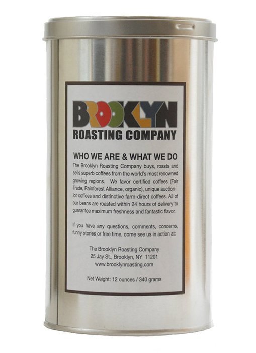 Brooklyn Roasting Company Fair Trade Certified Mocha Java Coffee: 12oz Tin [WHOLE BEAN] N2