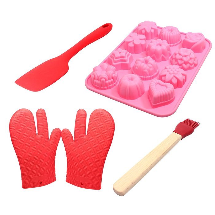 Food Grade Silicone Bakeware Set - Silicone Molds For Baking Silicone Spatula Silicone Mitts & Silicone Food Brush...