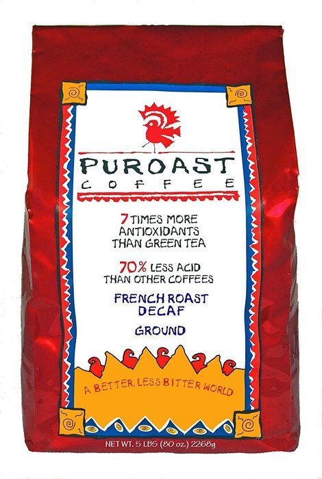 Puroast Low Acid Coffee French Roast Natural Decaf Drip Grind, 2.5-Pound Bag N9