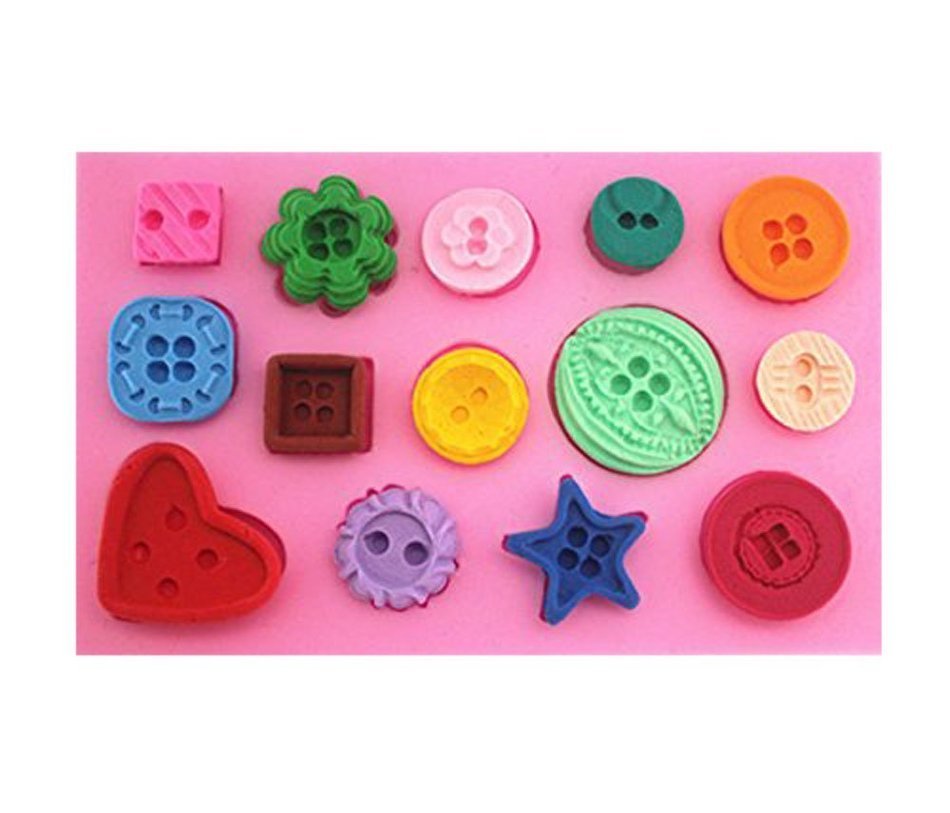 Longzang Small Buttons Silicone Mold Sugar Craft DIY Gumpaste Cake Decorating Clay