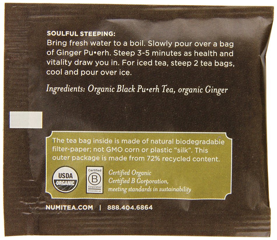 Numi Organic Tea Gunpowder Green, Full Leaf Green Tea, 100 Count non-GMO Bulk Tea Bag N32