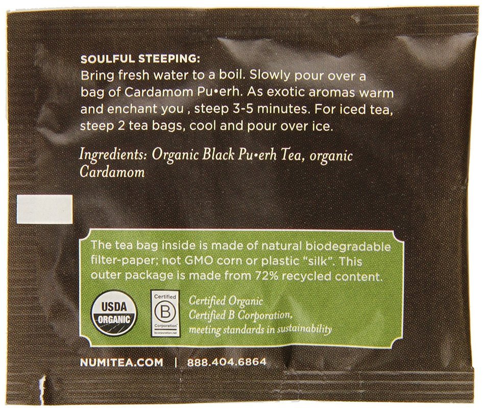 Numi Organic Tea Gunpowder Green, Full Leaf Green Tea, 100 Count non-GMO Bulk Tea Bag N37