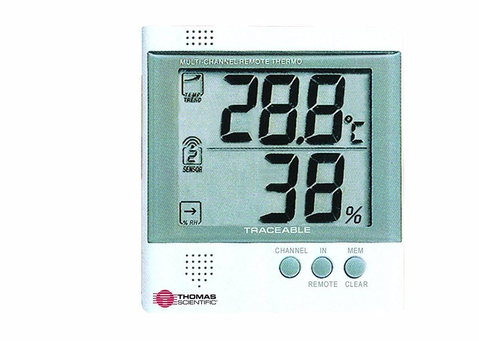 Thomas Workstation Traceable Radio-Signal Remote Humidity Meter/Thermometer, -4 to 140 degree F, -20 to 60 degree...