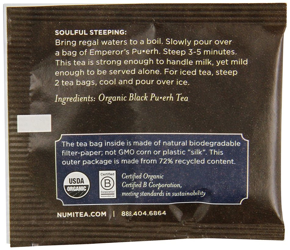 Numi Organic Tea Gunpowder Green, Full Leaf Green Tea, 100 Count non-GMO Bulk Tea Bag N44