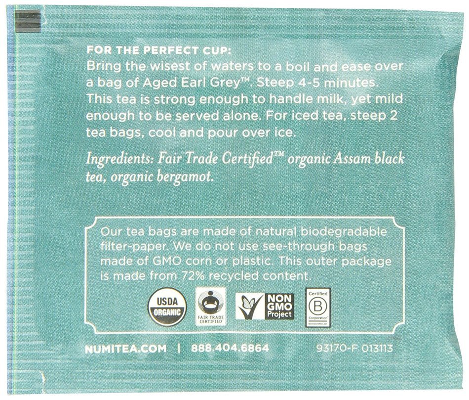 Numi Organic Tea Gunpowder Green, Full Leaf Green Tea, 100 Count non-GMO Bulk Tea Bag N57
