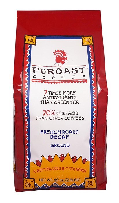 Puroast Low Acid Coffee French Roast Natural Decaf Drip Grind, 2.5-Pound Bag N12